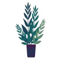 Indoor house plant.Poster.banner,label. Blue, brown and pastel colors. vector