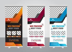 Food and restaurant roll up banner design template vector