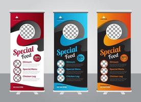 Food and restaurant roll up banner design template vector