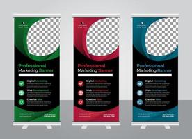 Professional Modern corporate colorful roll up standee banner design template vector