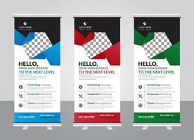 Professional Modern corporate colorful roll up standee banner design template vector