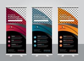 Corporate colorful roll up banner design template vector