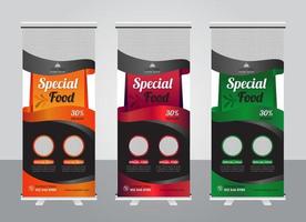 Food roll up banner design for restaurant vector