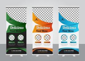 Food roll up banner design for restaurant vector