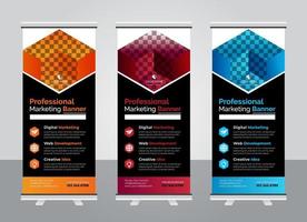 Professional Modern corporate colorful roll up standee banner design template vector