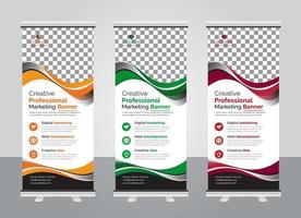 plantilla de diseño de banner standee enrollable colorido corporativo moderno profesional vector