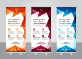 Modern corporate colorful roll up standee banner design template vector