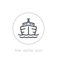icono de línea de barco en blanco vector