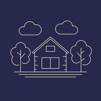 modern house and trees line art vector