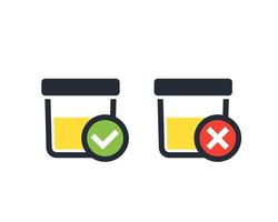 urine test, good and bad samples icon, vector