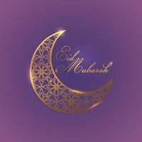 plantilla de saludo eid mubarak brillante sobre fondo degradado vector