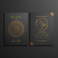Minimal wedding invitation template with mandala and floral decoration vector