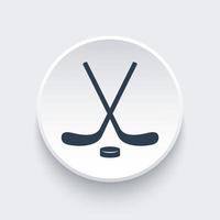 Ice Hockey icon on round 3d shape vector