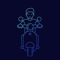 Man on scooter line vector art