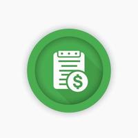 Payroll icon, round green pictogram, vector illustration