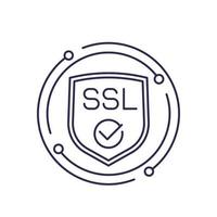 icono de línea de sitio web seguro y seguro ssl vector