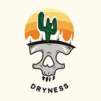 Dryness skull barren land and cactus vector