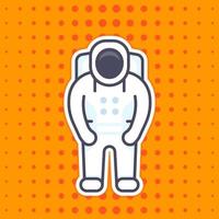 Astronaut icon, sticker, flat style with outline vector