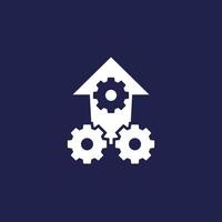 Operational excellence, efficient production white icon vector