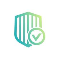 escudo con icono de marca de verificación aislado en blanco, seguro, protegido, seguridad vector