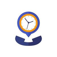 icono de vector de duración de llamada, teléfono y reloj