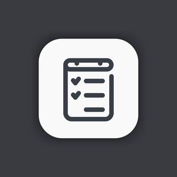 checklist line icon, completed tasks, results, achievements vector