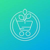 tienda orgánica, icono de línea de productos ecológicos vector