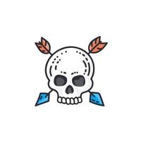 Hand drawn skull with arrows vector