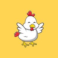 Cute Chicken Flying Cartoon Vector Icon Illustration. Animal Icon Concept Isolated Premium Vector.