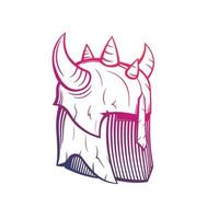 warrior helmet with horns over white, medieval armor vector