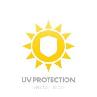 UV protection icon, sun and shield vector