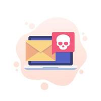 malware, correo electrónico con virus informático, icono de correo no deseado vector