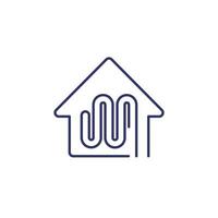 floor heating line icon with a house vector