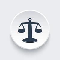 Scales icon on round shape, justice, risk, law vector