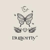 minimalist logo butterfly design vector
