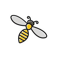 diseño de imágenes prediseñadas de logotipo de abejorro de abeja de miel de arte lineal de dibujos animados vector