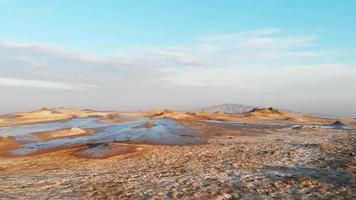 Point of view of person walking around scenic mud volcanoes site. Tourist perception concept video