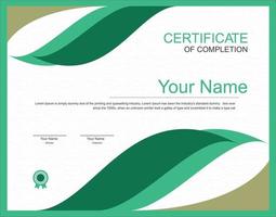 simple certificate template with green circular line vector