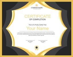 simple certificate template design with black color curve vector