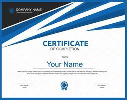 Blue white background certificate template vector design