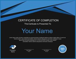 Abstract blue and black lines Design Certificate vector