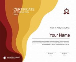 Certificate of achievement template elegant with red yellow white background vector