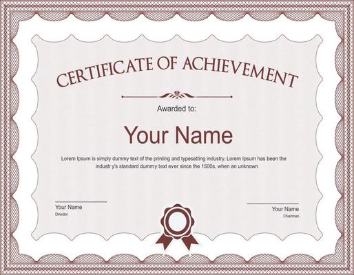 Modern certificate with elegant purple frame design