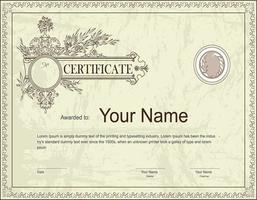 Modern certificate template in vector on gray background