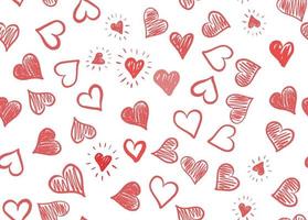 Hand-drawn vector heart shapes set.