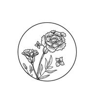 line art flower for aesthetic design vector