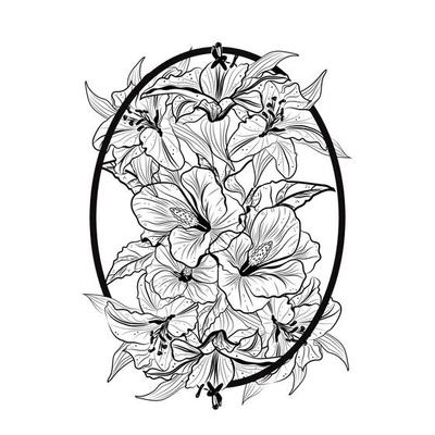 TEMPLATE LINE ART FLOWER  FOR WEDDING INVITATION