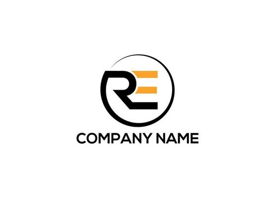 RE Letter Logo Design with Creative Modern initial icon template