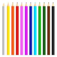 Set of colored pencil collection. Crayons vector on transparent background. Isolated back to school for education object.