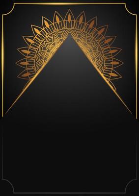 Art of traditional Indian geometric. Luxury mandala graphic background. Gold, black ornamental with traditional border. Decorative pattern east style. Vector illustration with copy space.